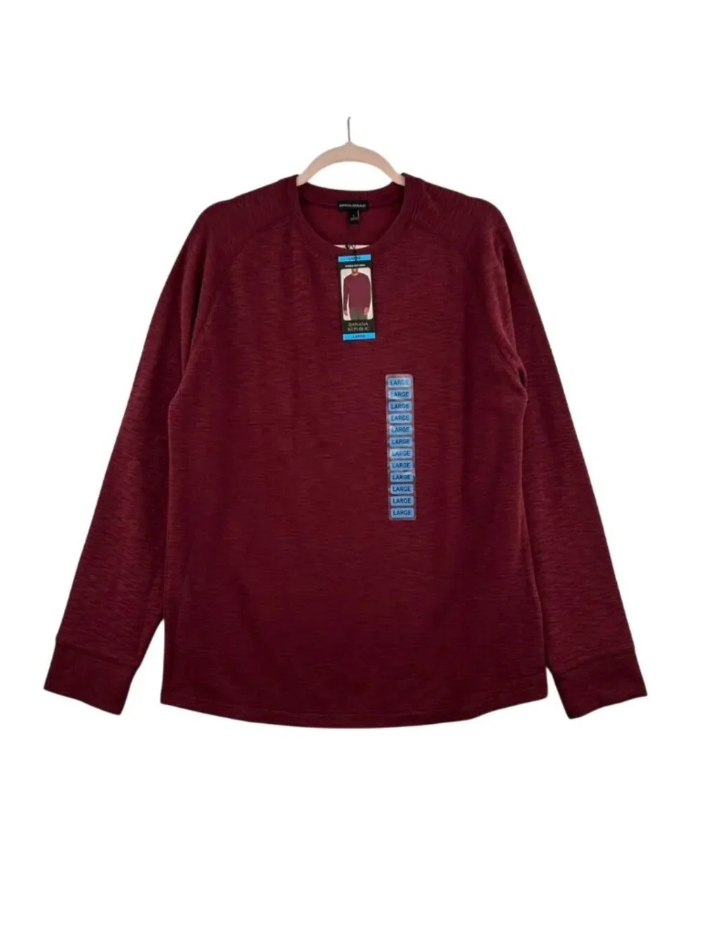 Banana Republic Shirt Men's Large Burgundy Double Knit Crewneck Long Sleeve NWT